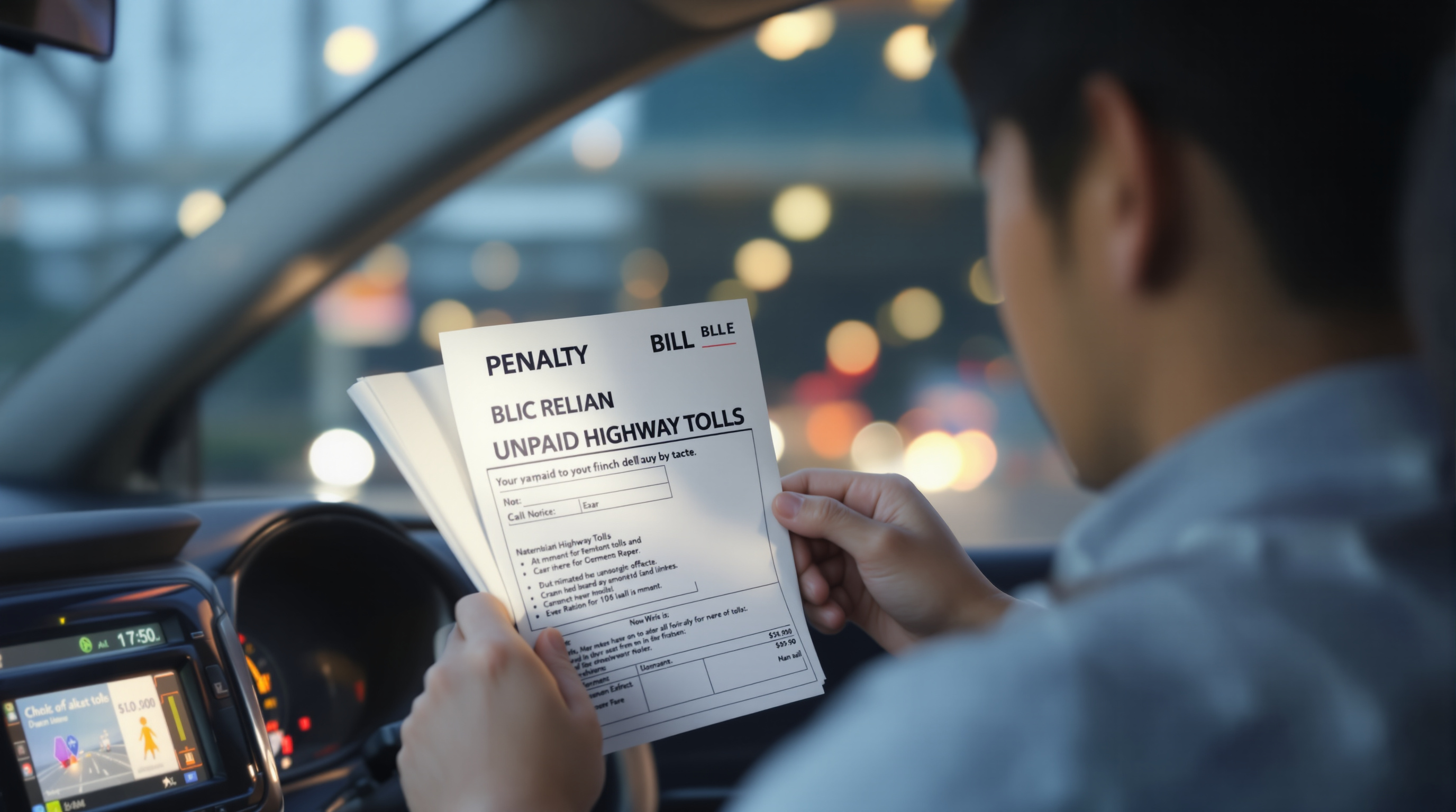 통행료 미납 고지서를 보고 놀라는 운전자