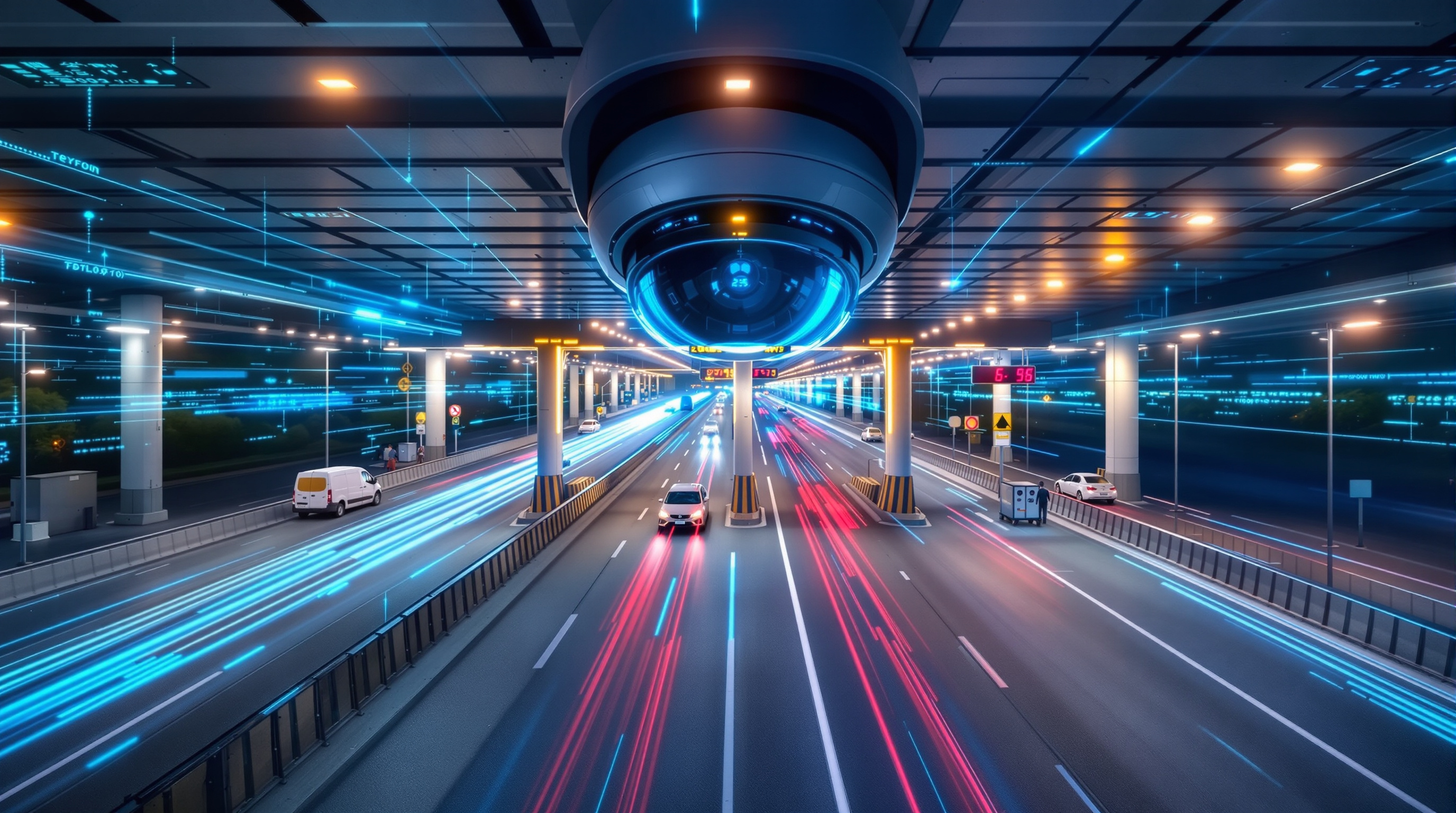 AI 카메라가 고속도로 톨게이트를 감시하는 모습