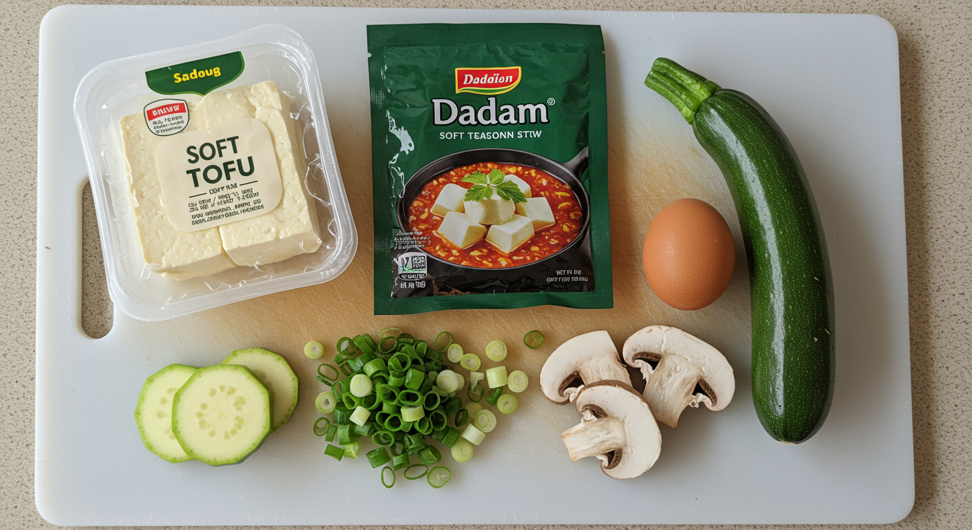 간단하게 준비하는 다담 순두부찌개 재료!