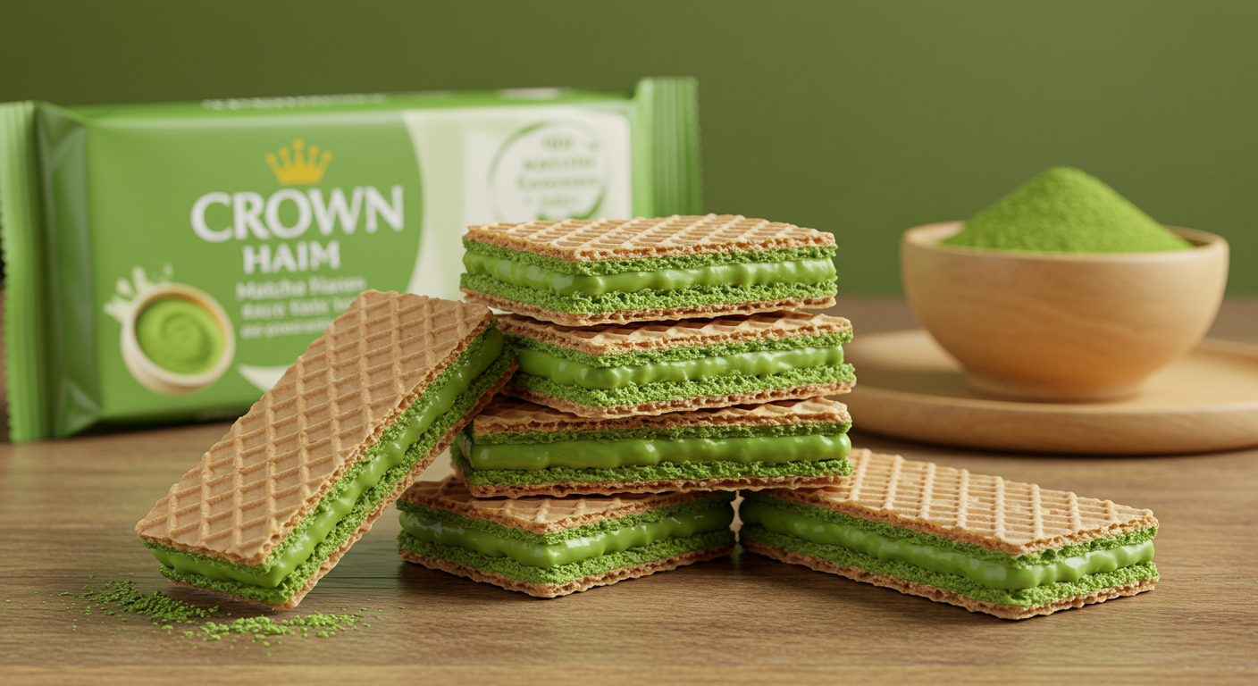 바삭한 웨이퍼 속 진한 말차 크림