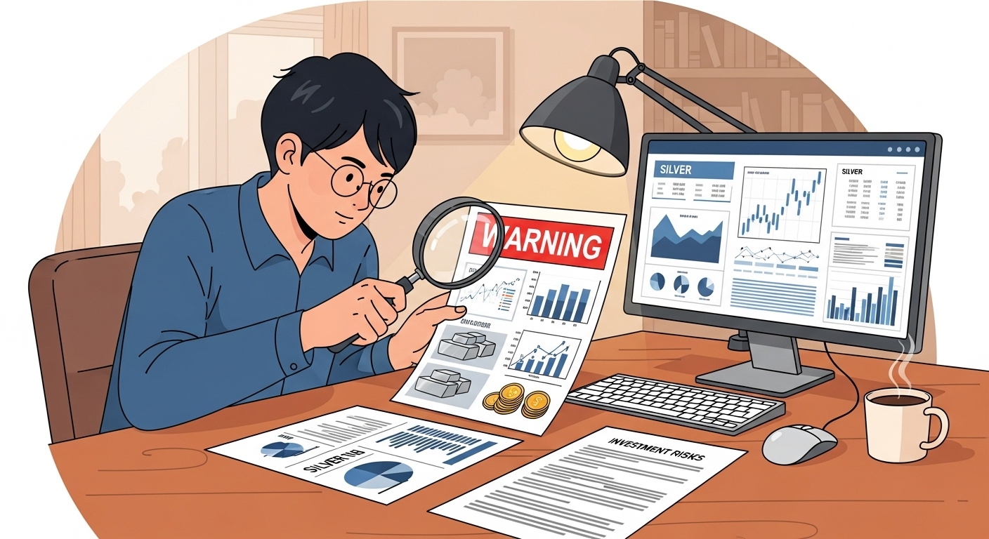 은 투자 관련 유의사항을 신중하게 검토하는 모습