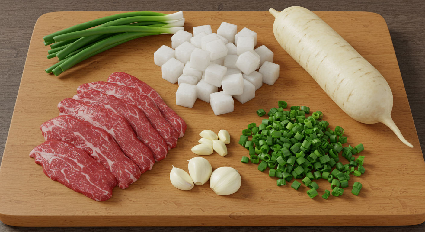 맛있는 소고기 무국을 위한 재료 준비!