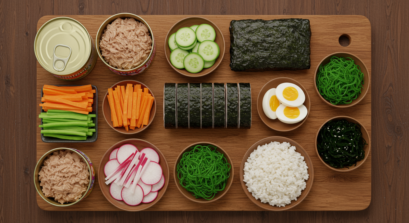 우리 몸에 좋은 참치김밥, 어떤 재료들이 들어갈까요? 💪