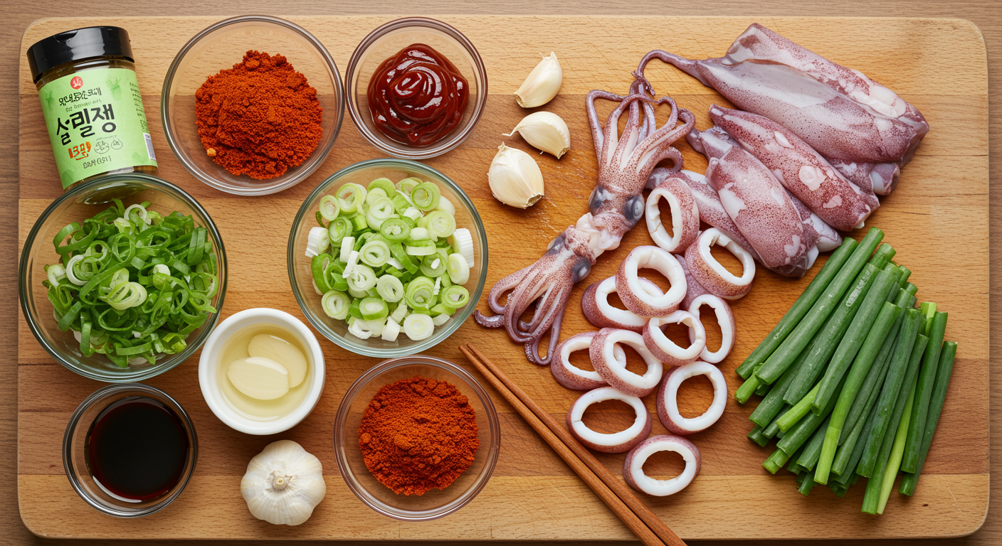 매콤달콤 수원 오징어볶음, 어떤 재료와 양념이 들어갈까?