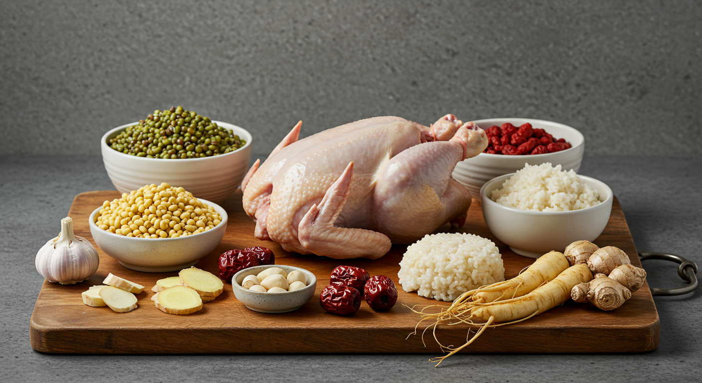 맛있는 녹두삼계탕 재료 준비!
