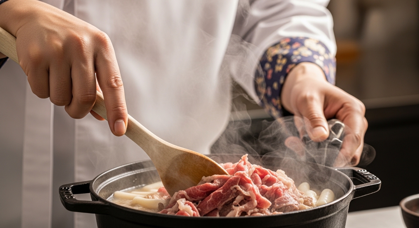 백종원 떡국의 핵심! 소고기 볶기와 육수 만들기