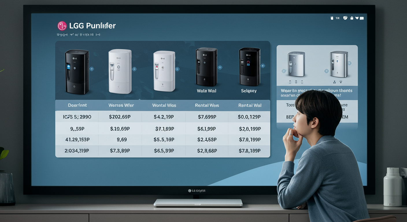 2025년 LG 정수기 모델별 렌탈 가격 한눈에 보기!