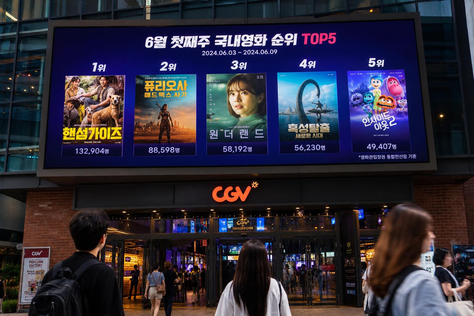 2026년 6월 첫째 주, 최신 주간 영화 순위 TOP5