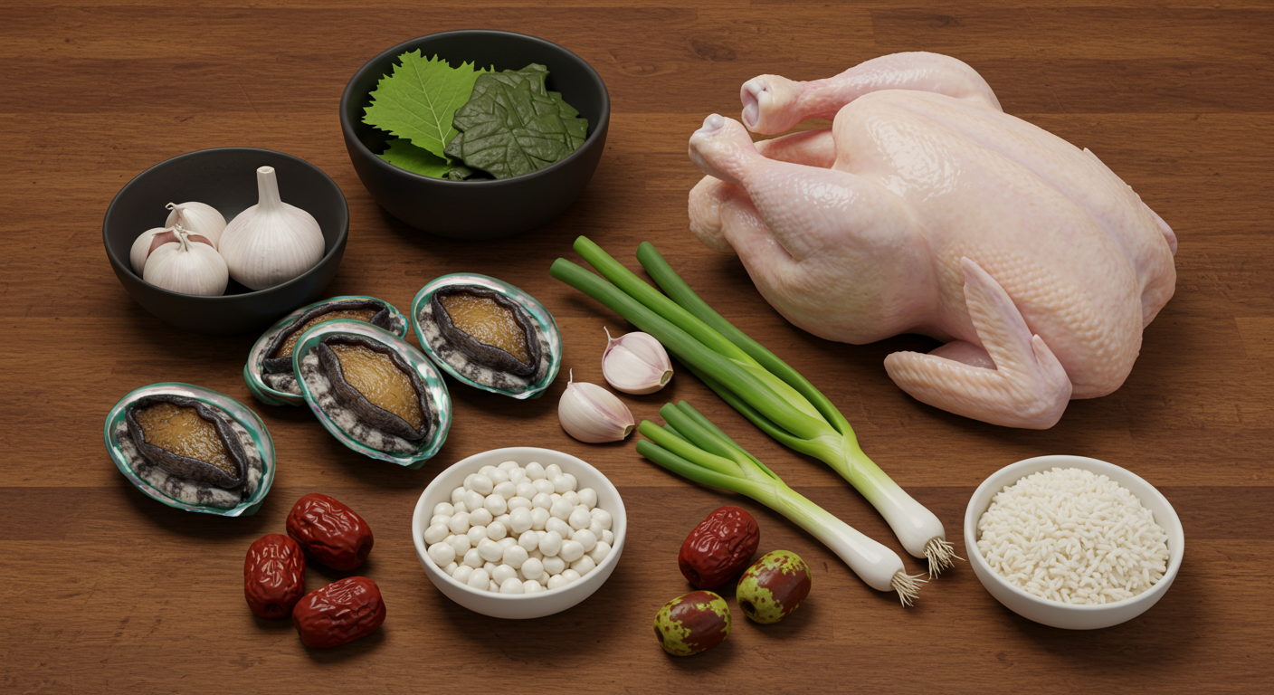 맛있는 전복닭 백숙을 위한 재료 준비