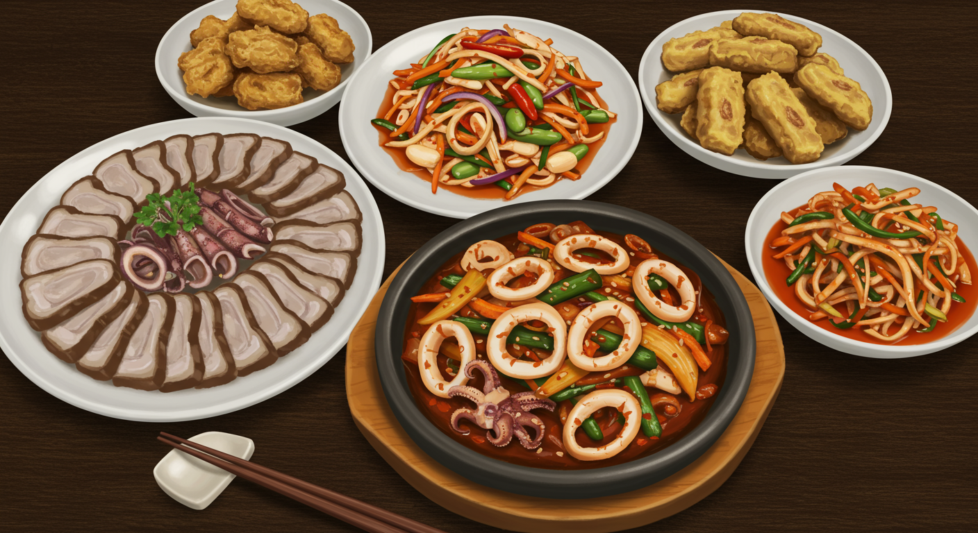 오징어볶음 외에 또 뭐가 있을까요? 푸짐한 구성!