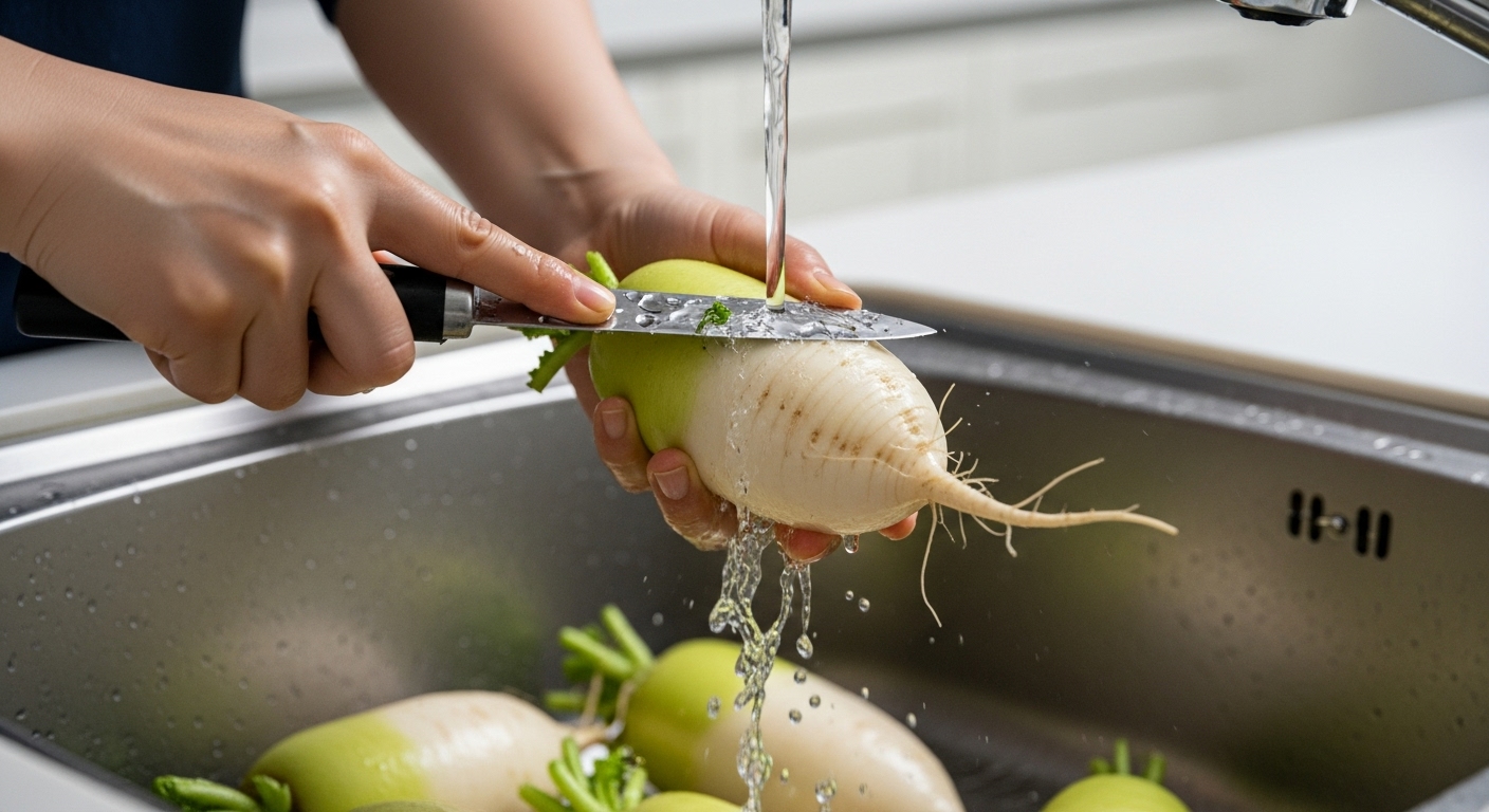 알타리무 깨끗하게 손질하고 씻는 방법이에요