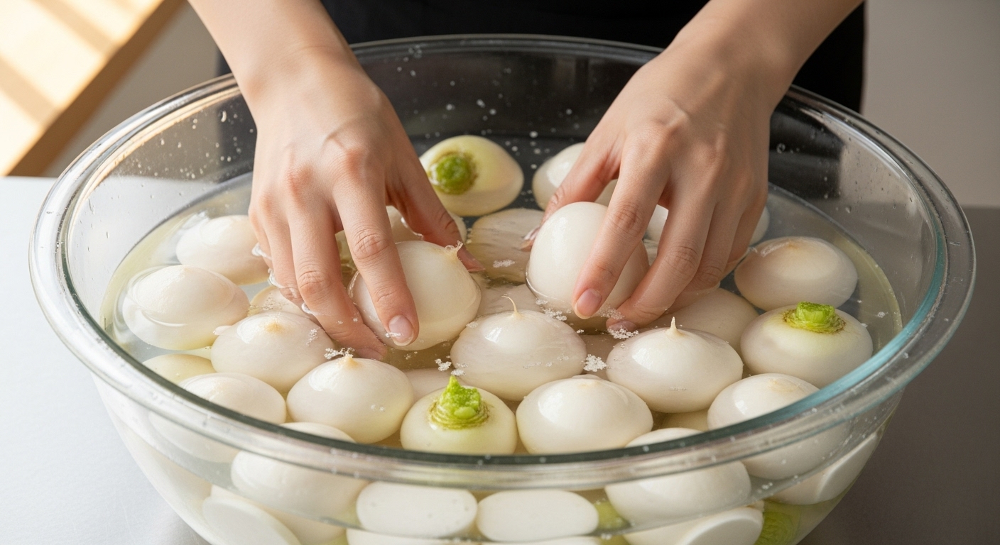 아삭함의 비법! 알타리무 소금에 절이기