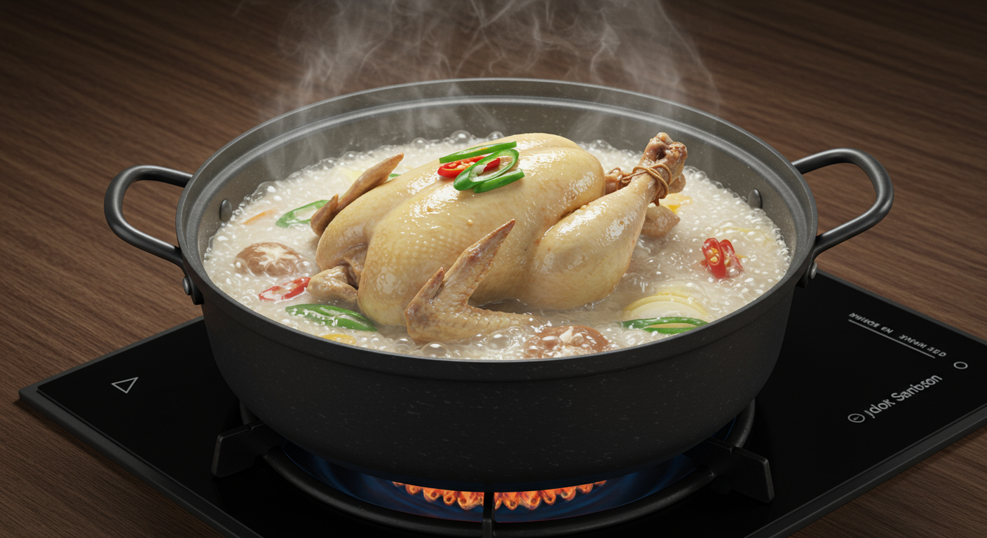 깊고 진한 육수, 황금빛 누룽지삼계탕 끓이기! 🍲 (육수 만들기 및 끓이는 과정)