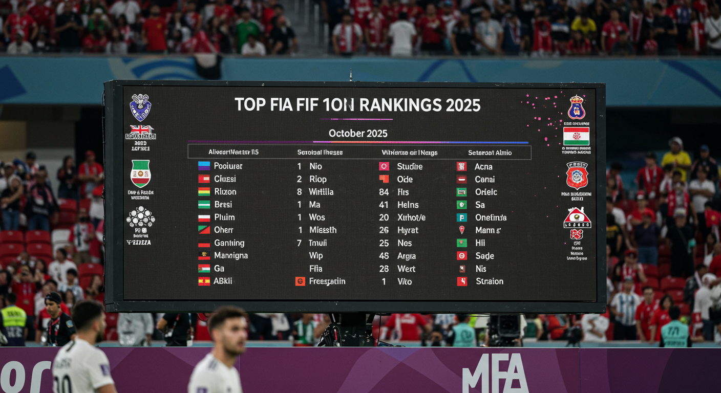 2025년 10월 최신 피파랭킹 TOP 10