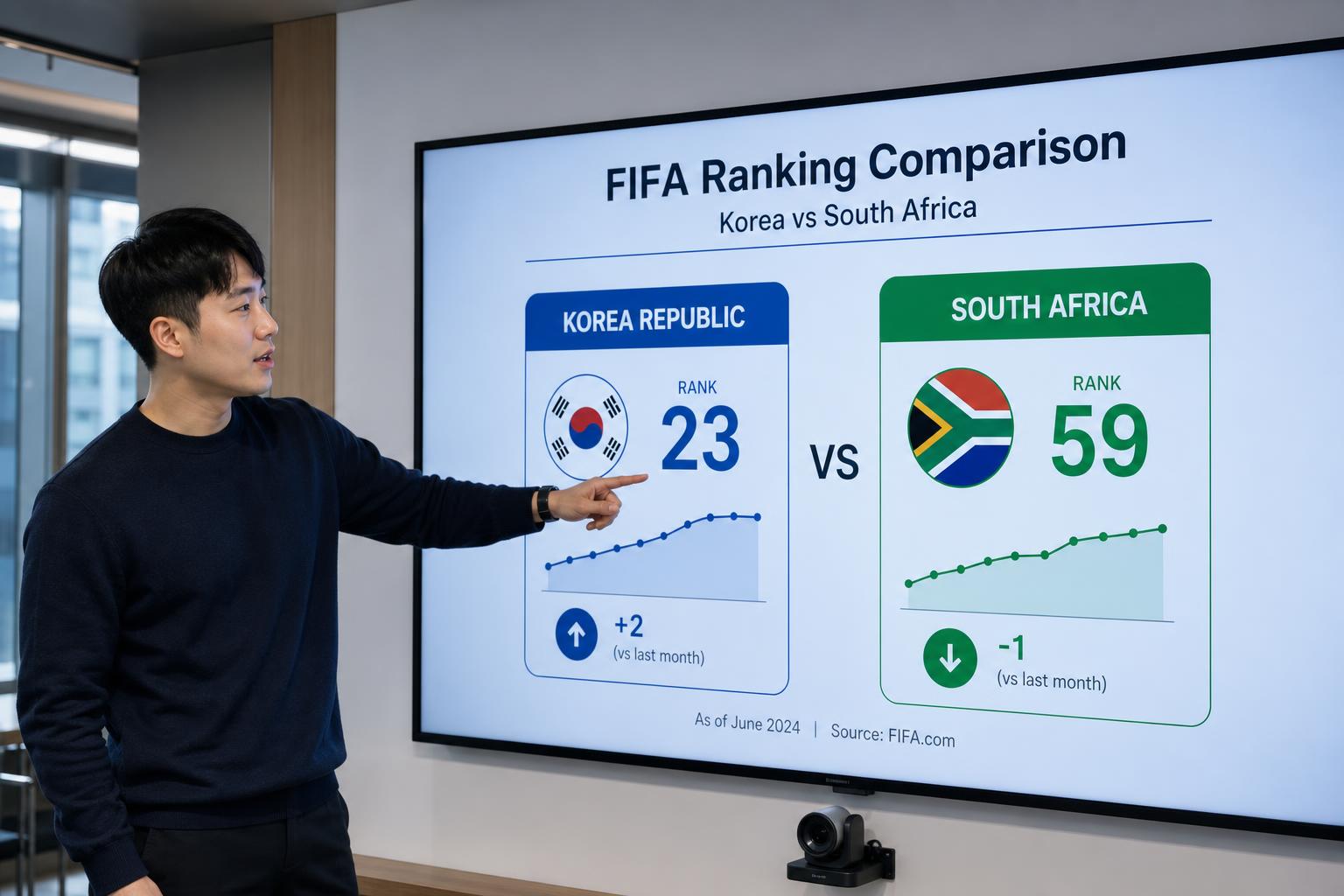 FIFA 랭킹으로 보는 한국과 남아공의 실력 차이