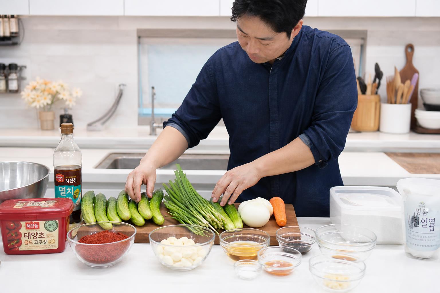 아삭한 오이소박이를 위한 필수 재료 준비!