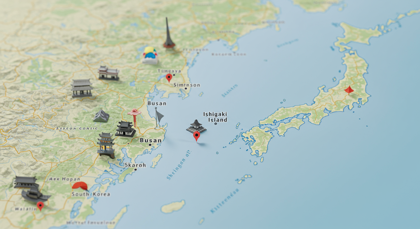 부산과 이시가키, 어디쯤일까요? 🌍