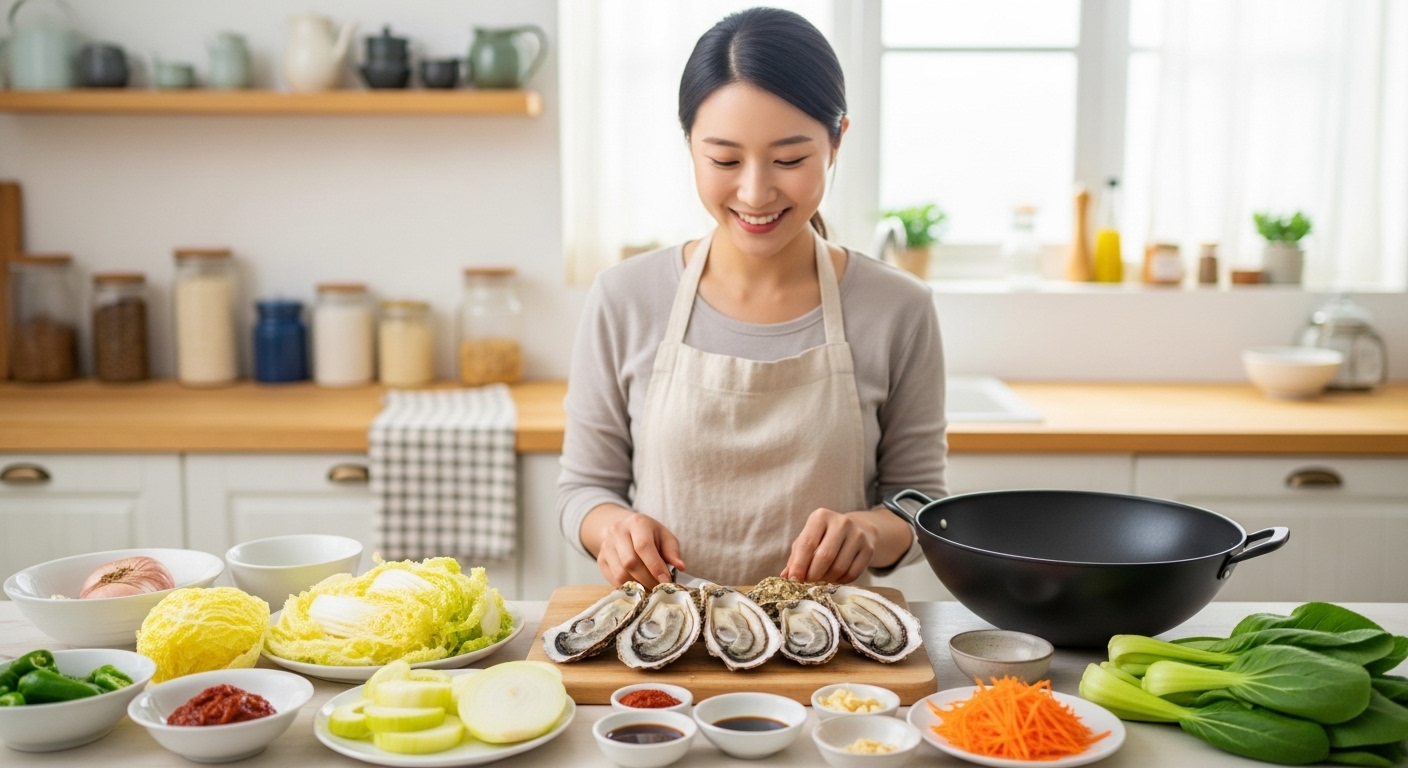 맛있는 굴짬뽕밥을 위한 재료 준비!