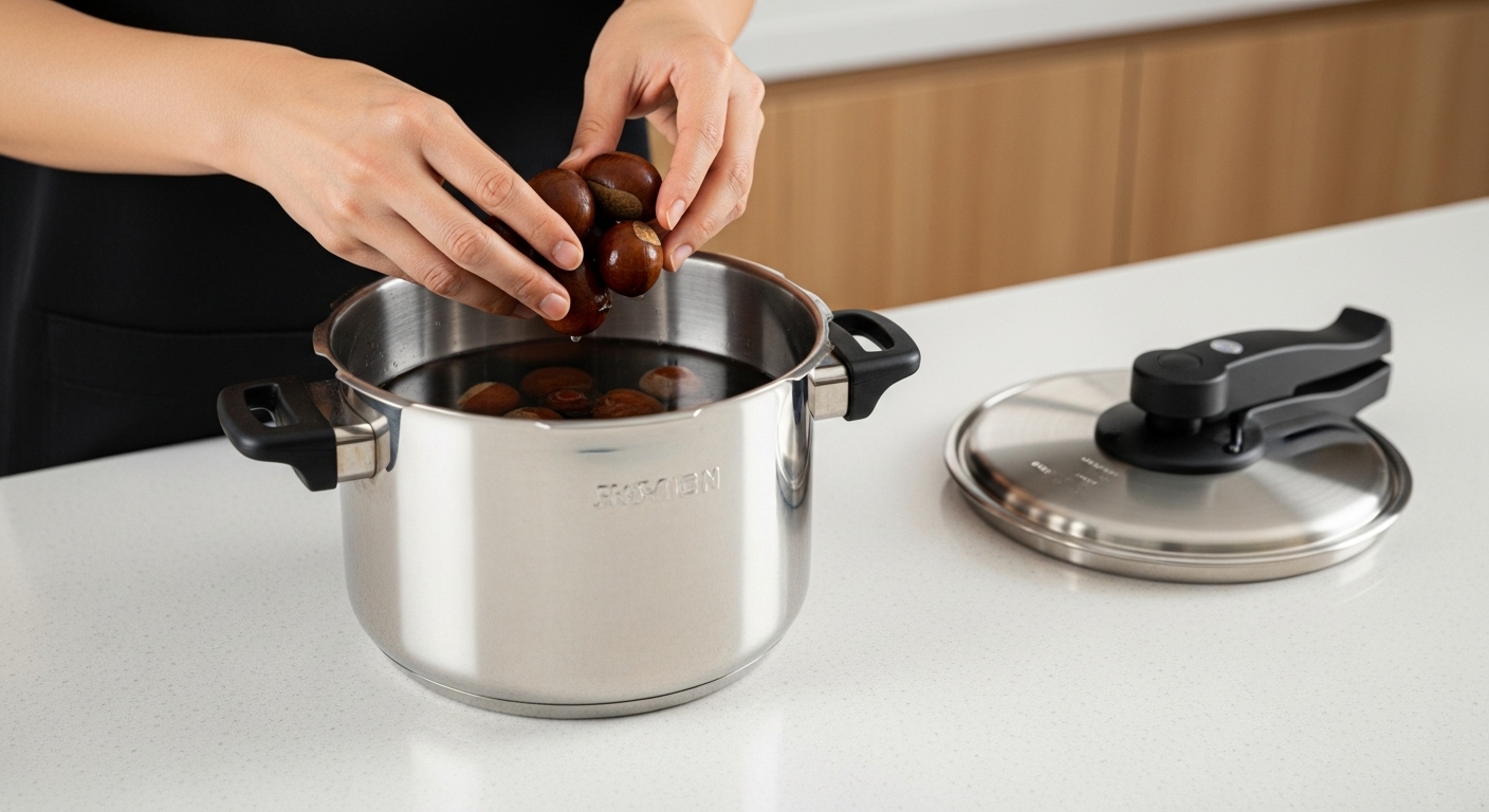 압력솥 밤 삶기 준비: 물과 양 조절