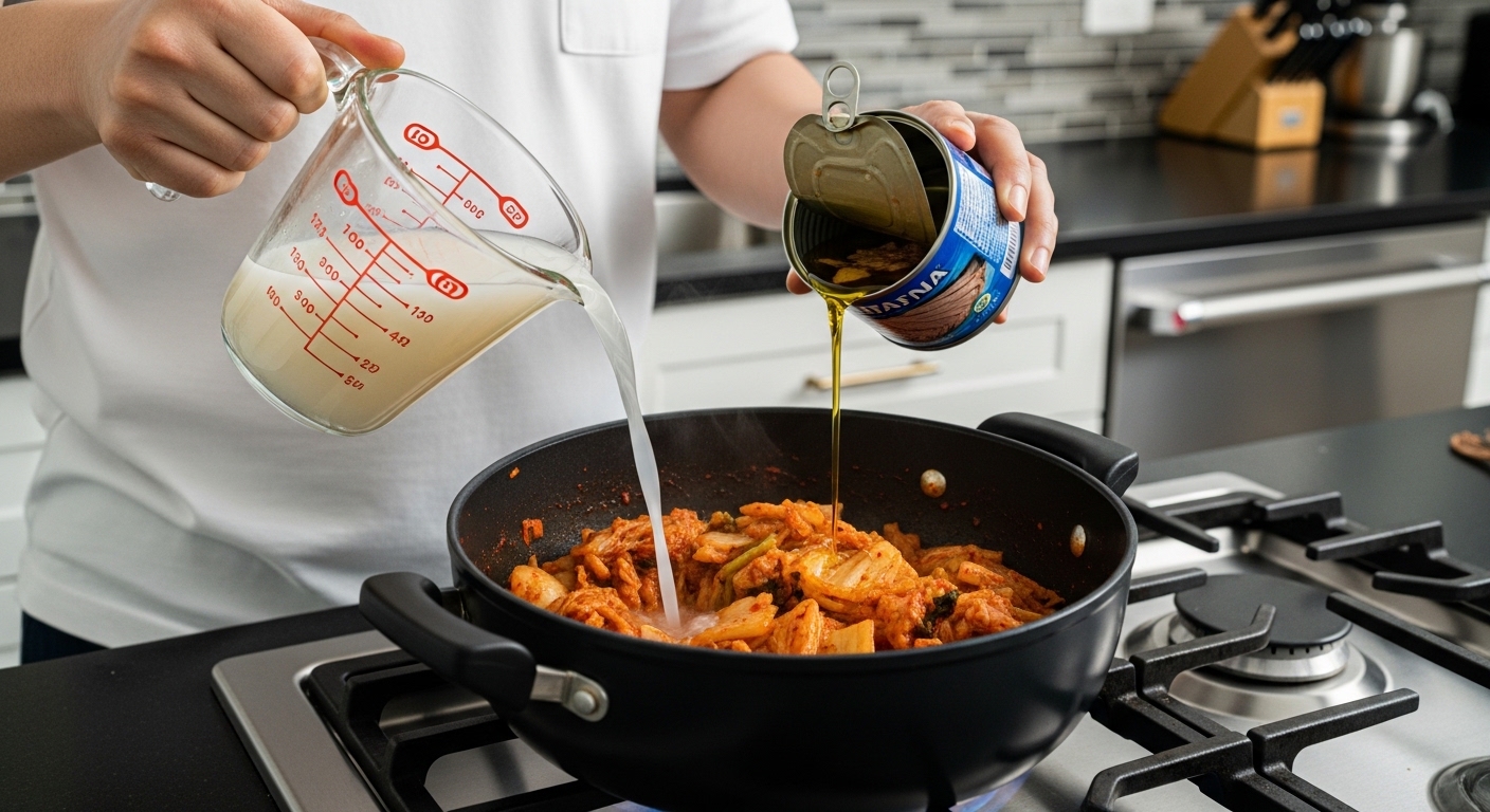 황금레시피의 핵심! 참치기름 활용 국물 끓이기