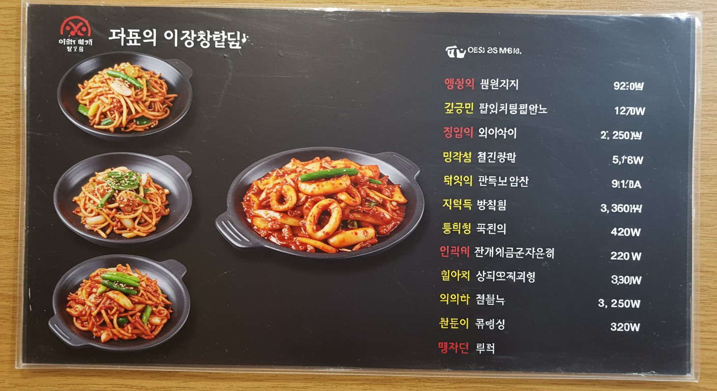 매콤한 오징어볶음, 가격은 얼마예요?