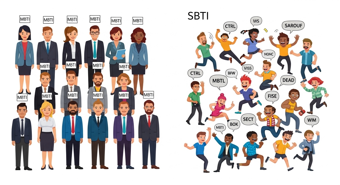 유형 수와 명명 방식: 16가지 코드 vs 27가지 유머러스 레이블