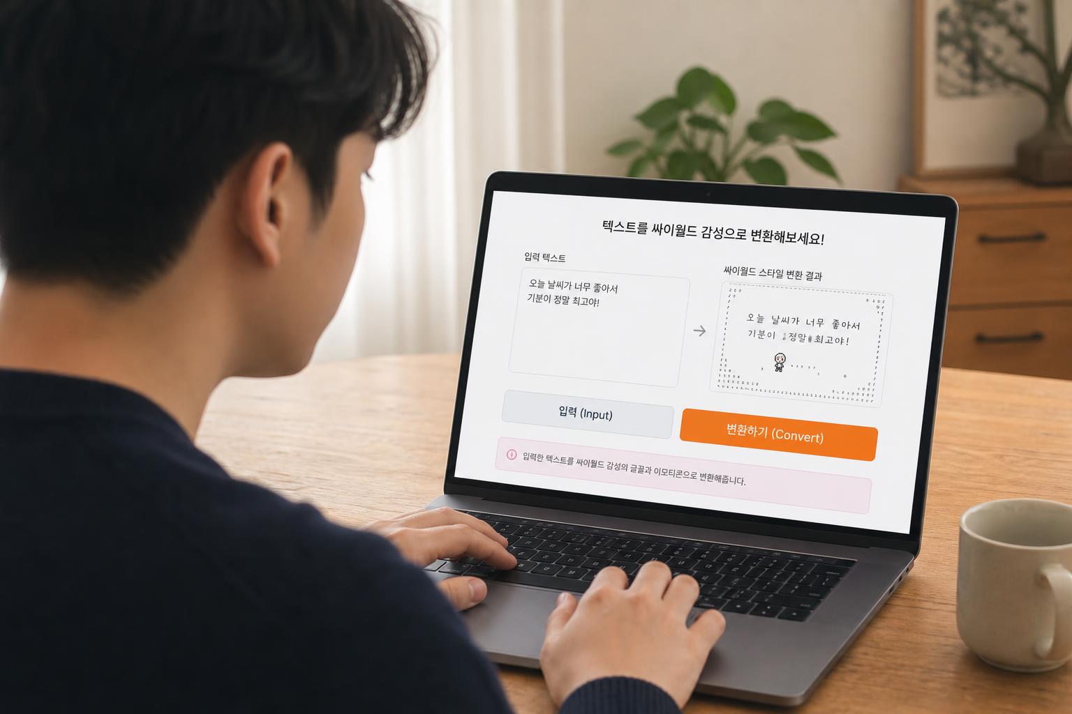 싸이월드체 변환기는 어떻게 사용하나요?