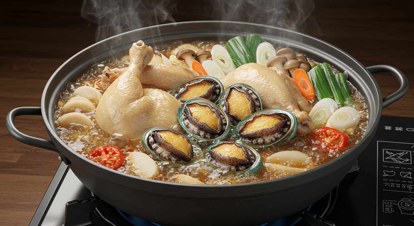 보글보글! 닭과 재료 끓이기