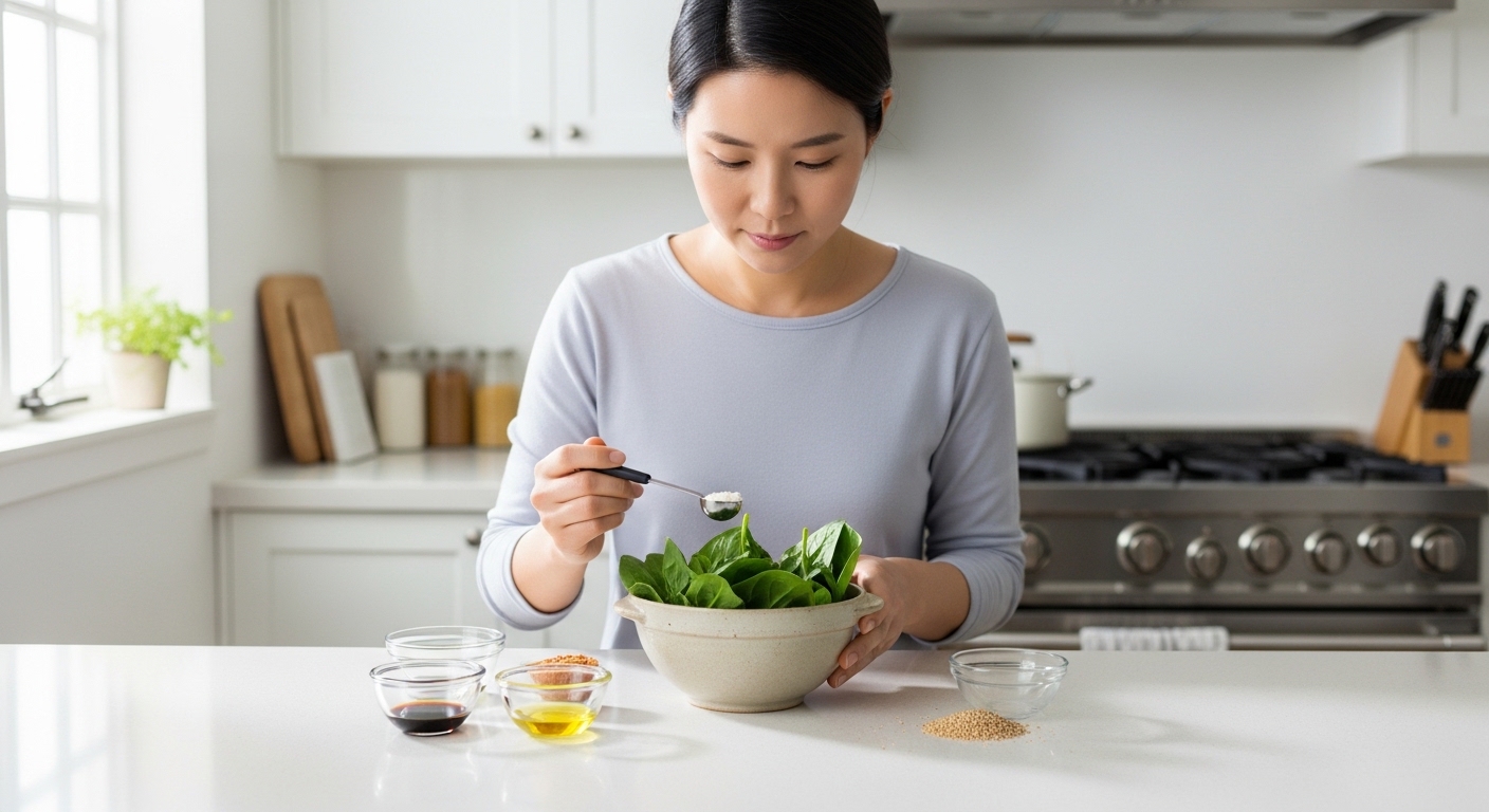 맛의 비결, 시금치와 양념 황금 비율은?