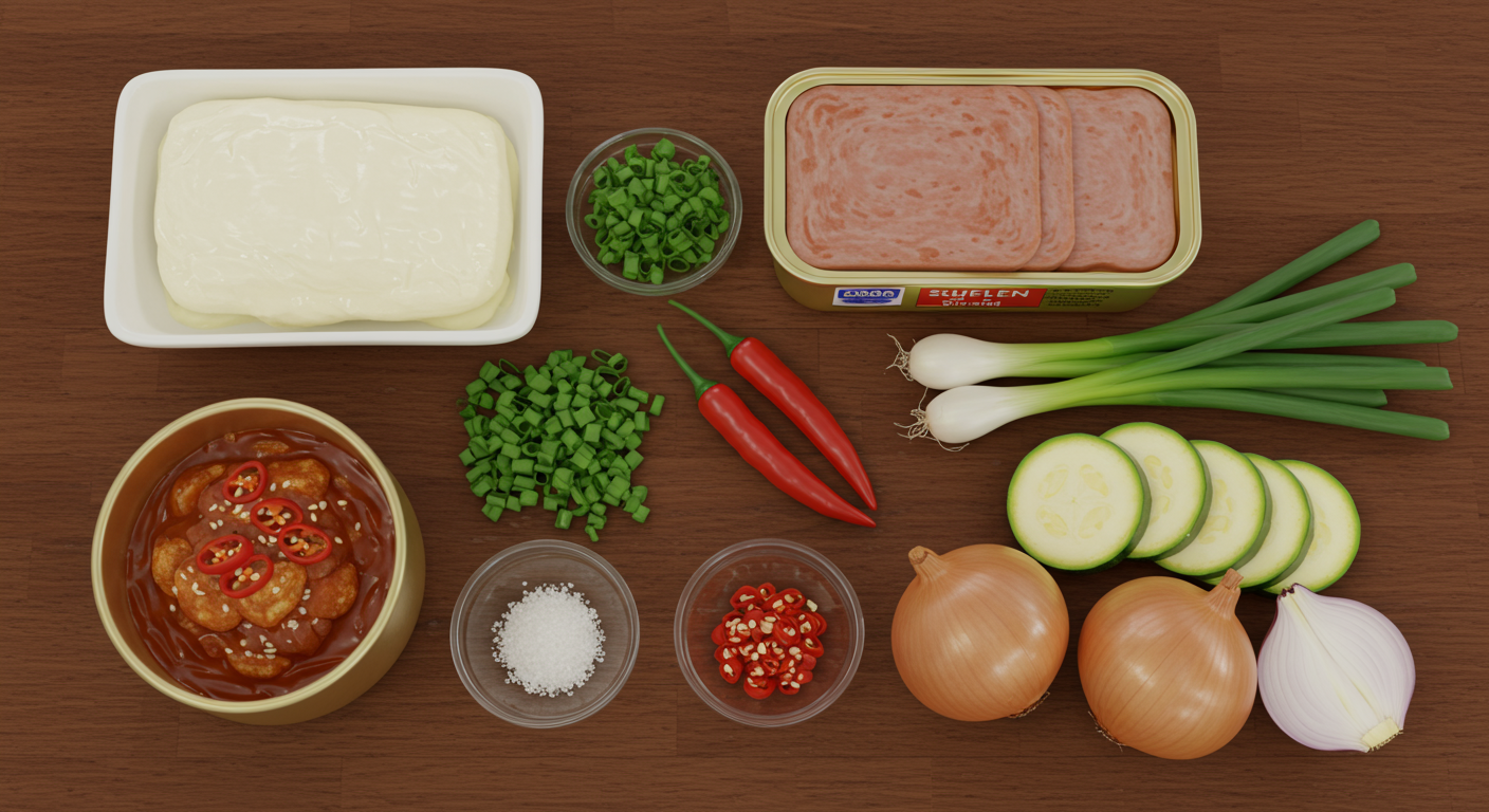맛있는 스팸 순두부찌개 재료 준비!