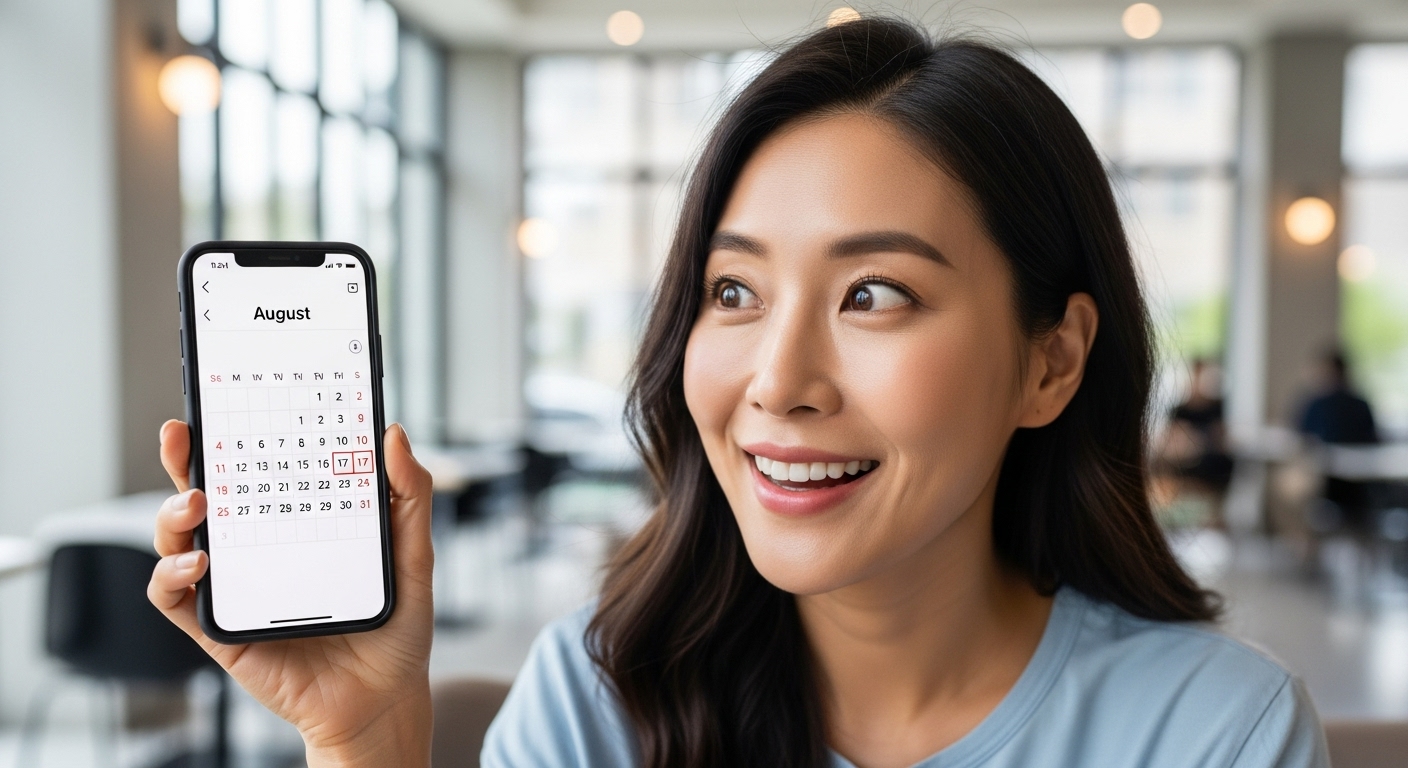 스마트폰으로 마운자로 출시일 달력을 확인하는 모습