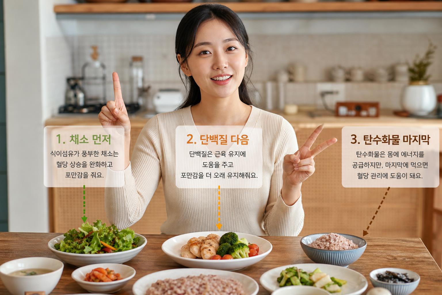 식사 순서와 타이밍, 이것만 바꿔도 혈당이 달라져요!