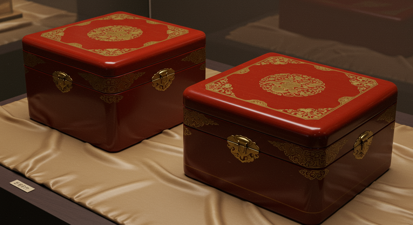 궁중의 아름다움과 실용성, 주칠함 두 점