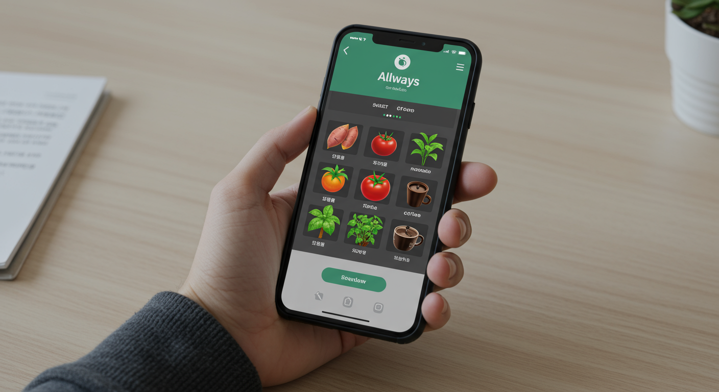 올팜 시작하기, 앱 설치부터 농작물 선택까지