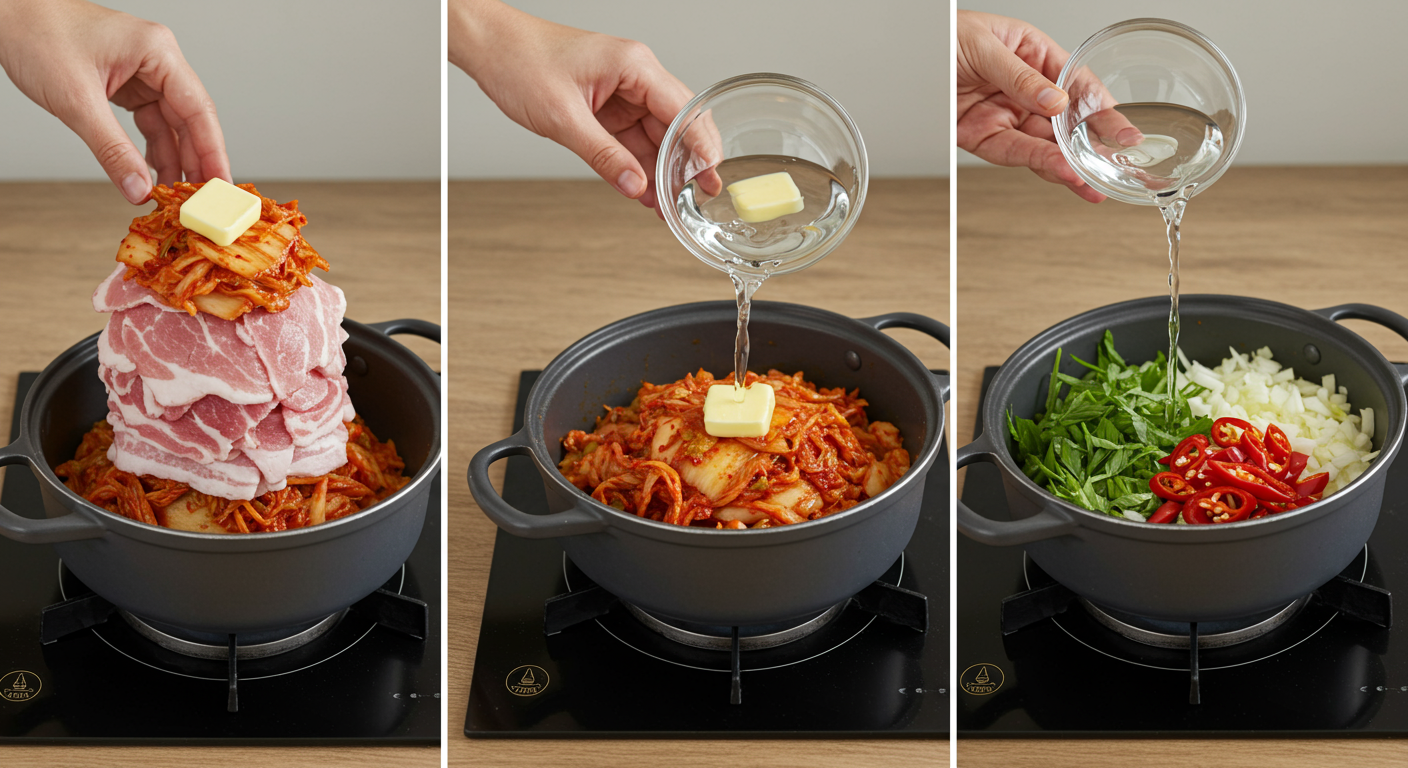 누구나 쉽게 따라하는 돼지고기 김치찜 조리 과정!
