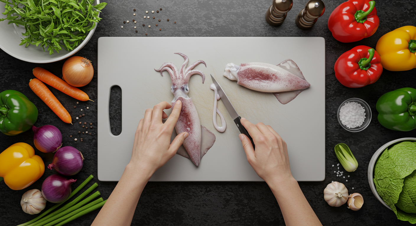 재료 준비부터 손질까지, 오징어볶음의 기본 다지기