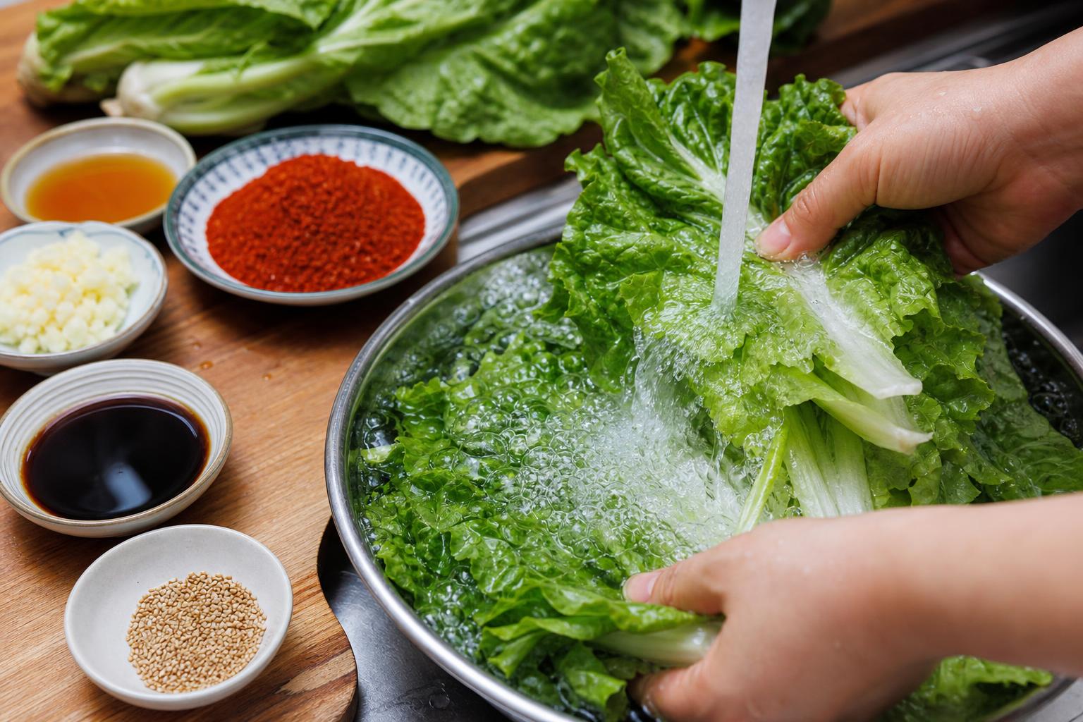 맛있는 상추겉절이를 위한 재료 준비