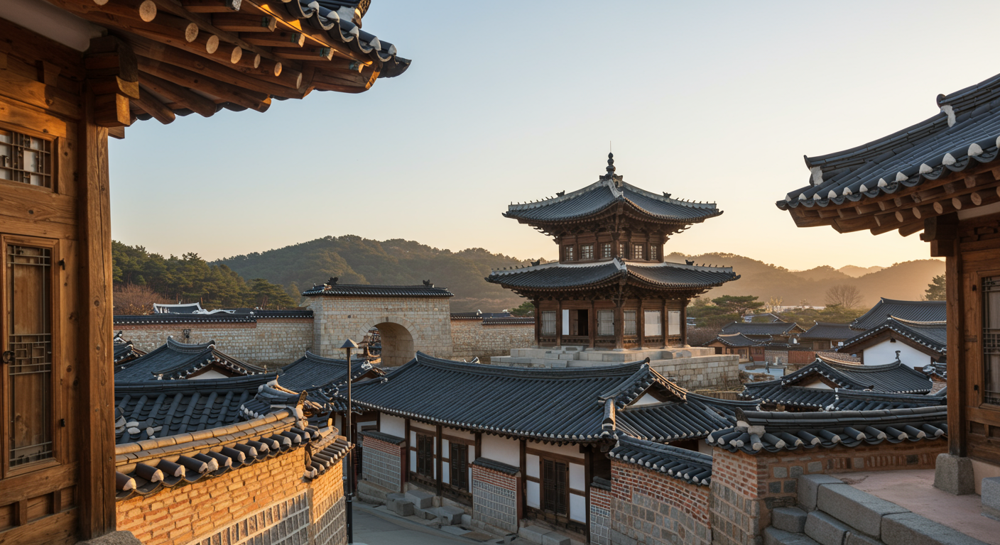 경기전과 풍남문이 어우러진 전주한옥마을의 매력적인 모습