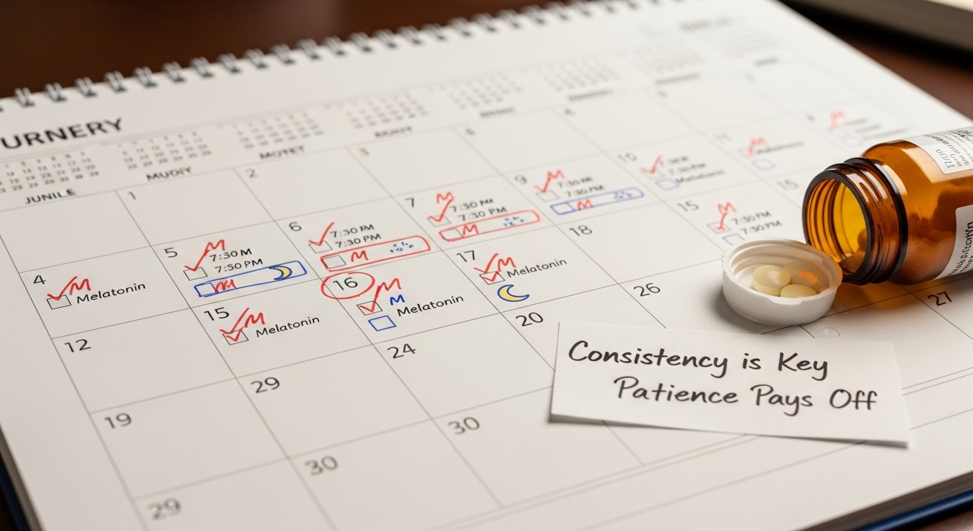 멜라토닌 복용 일정을 표시한 달력