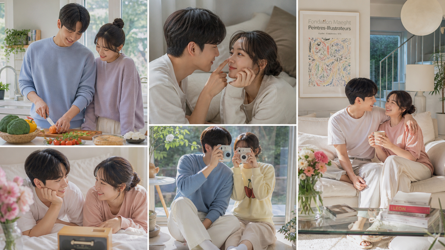 젊은 커플들이 시그널 하우스에서 로맨틱한 분위기를 즐기는 모습