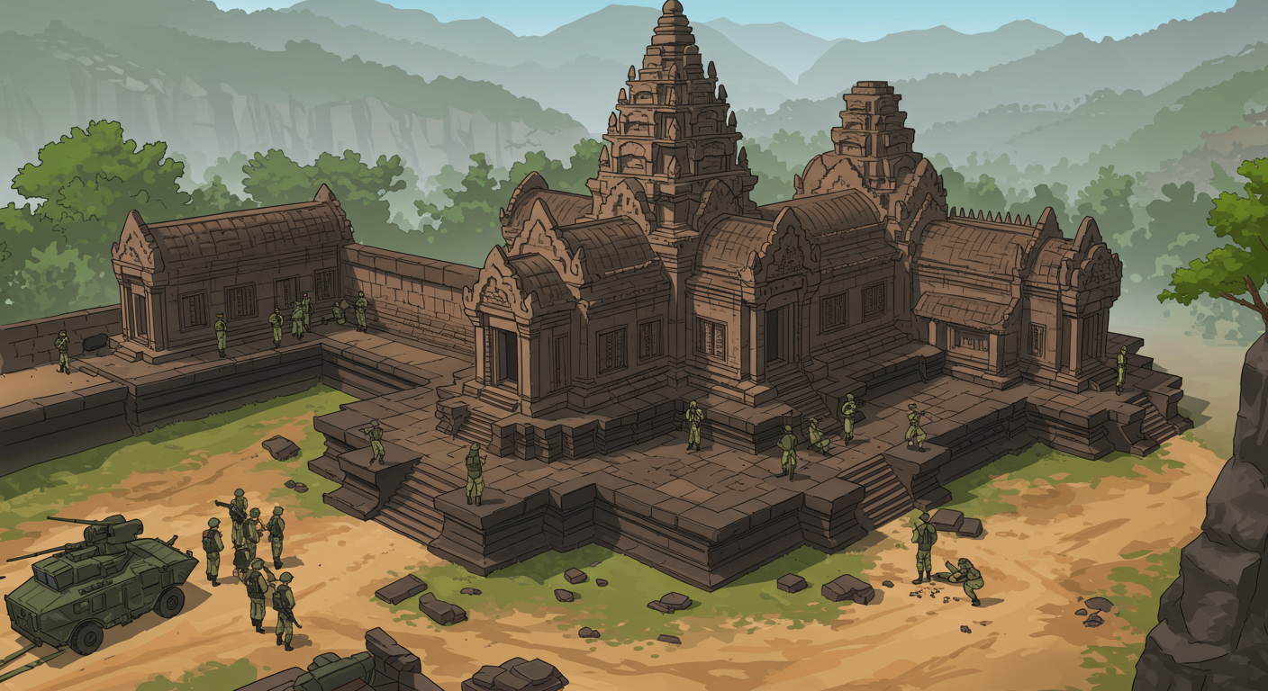 프레아 비헤어 사원 주변의 군사적 긴장 속 역사적 건축물