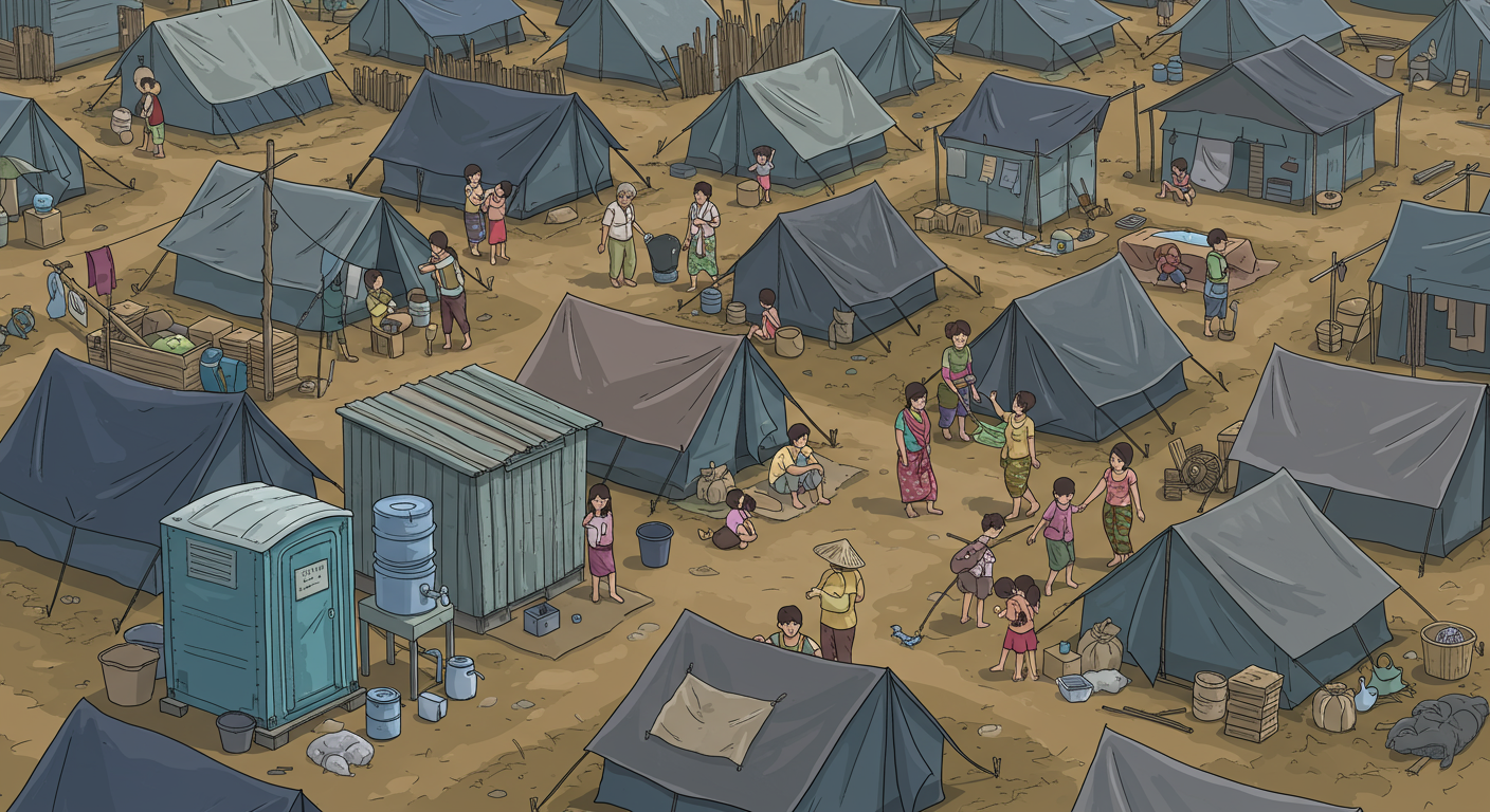 태국 동부 난민 캠프에서 안전을 찾는 사람들로 붐비는 모습