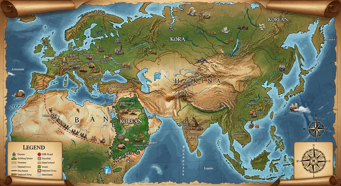 유라시아 대륙을 넘나드는 과장된 한민족 영토 지도