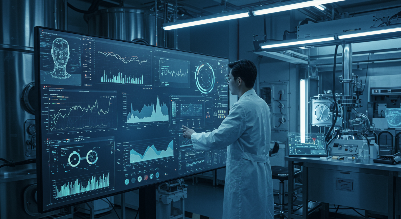 AI 기술을 활용하여 데이터를 분석하는 연구자의 모습