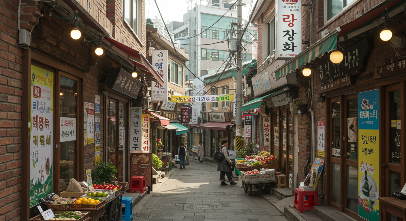 도심 골목의 소규모 상점들