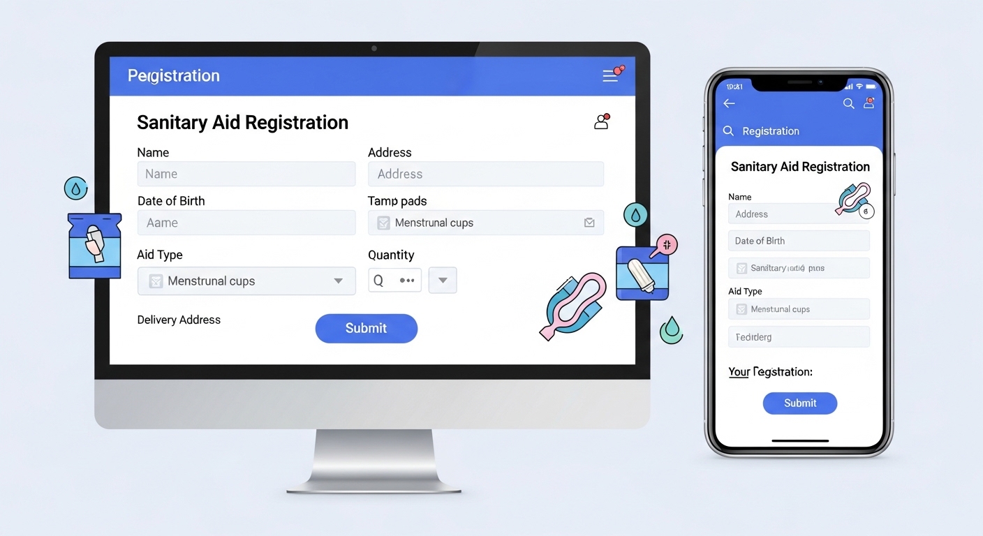온라인 신청서와 스마트폰 앱 인터페이스가 보이는 화면