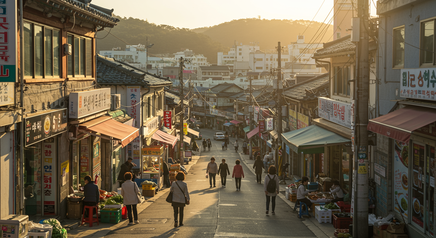 한국의 비수도권 지역에서 다양한 커뮤니티가 지역 상업에 참여하는 모습