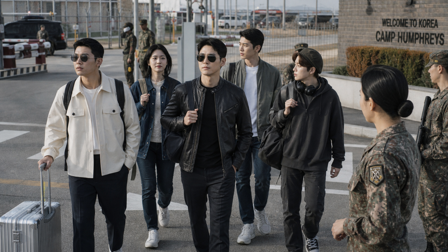 군대 테마의 드라마를 위해 야외 부트캠프에서 훈련하는 한국 배우들