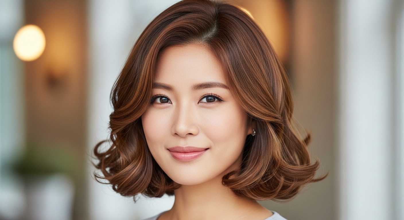부드러운 C컬과 S컬이 조화를 이루는 우아한 웨이브 단발머리