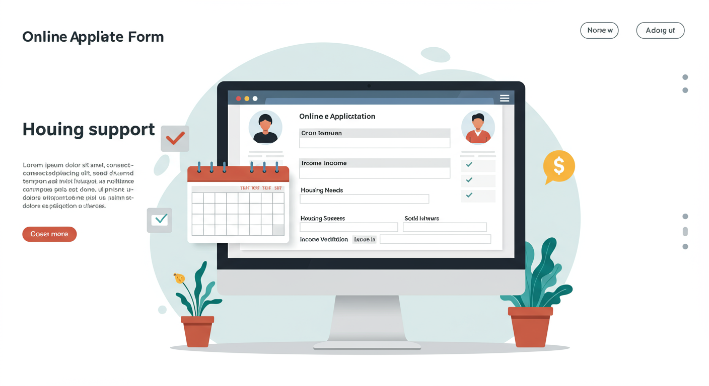 컴퓨터 화면에 표시된 온라인 신청서와 달력